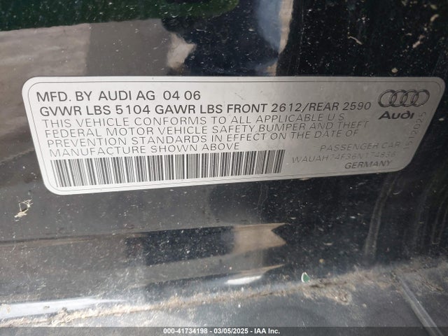 2006 AUDI A6 WAUAH74F36N174836 Photo 8