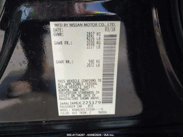 1N4AL3AP6JC225179 Nissan Altima 2.5 Sr