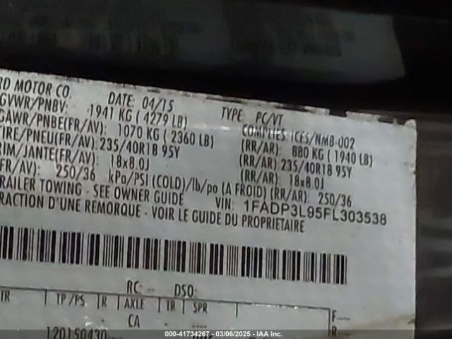 1FADP3L95FL303538 Ford FOCUS ST