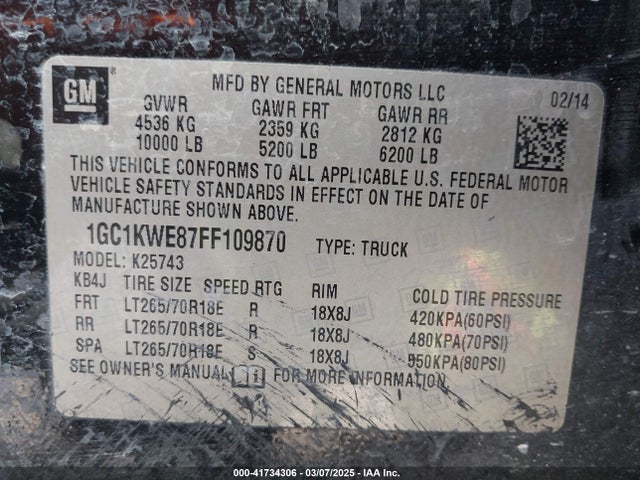 Chevrolet Silverado 2500hd Ltz 2015 1GC1KWE87FF109870 Image 9