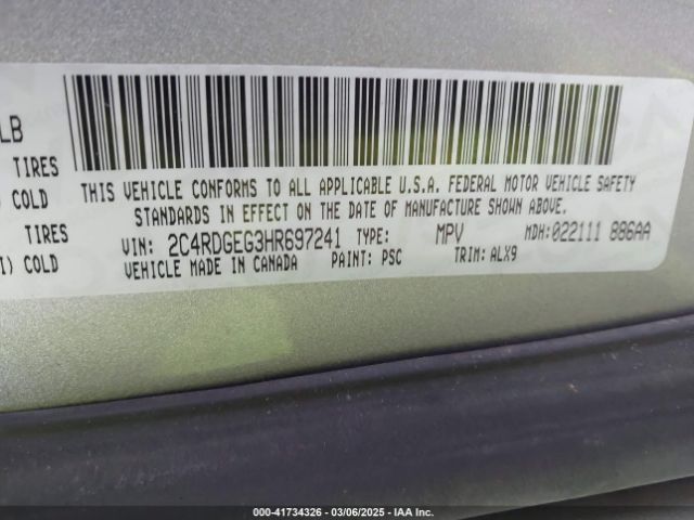 2017 DODGE GRAND CARAVAN 2C4RDGEG3HR697241 Photo 8