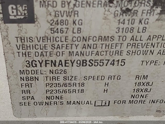 2011 CADILLAC SRX 3GYFNAEY9BS557415 Photo 8