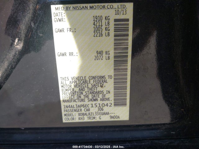 Nissan Altima 2.5 S 2014 1N4AL3AP6EC151042 Image 9