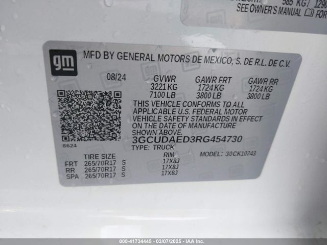 3GCUDAED3RG454730 Chevrolet Silverado 1500 4wd  Standard Bed Wt