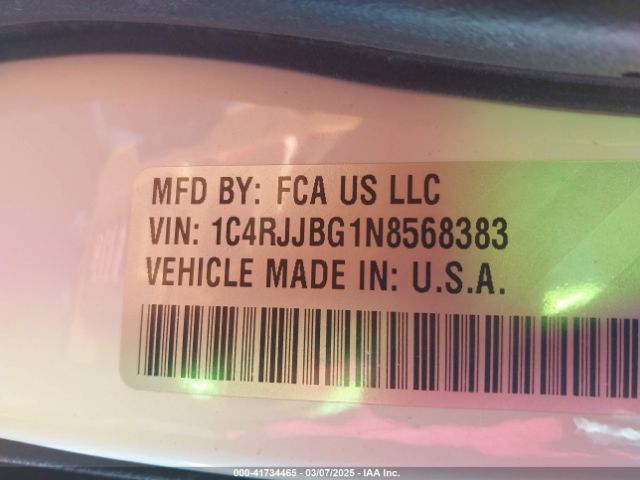 1C4RJJBG1N8568383 Jeep Grand Cherokee L Limited 4x2