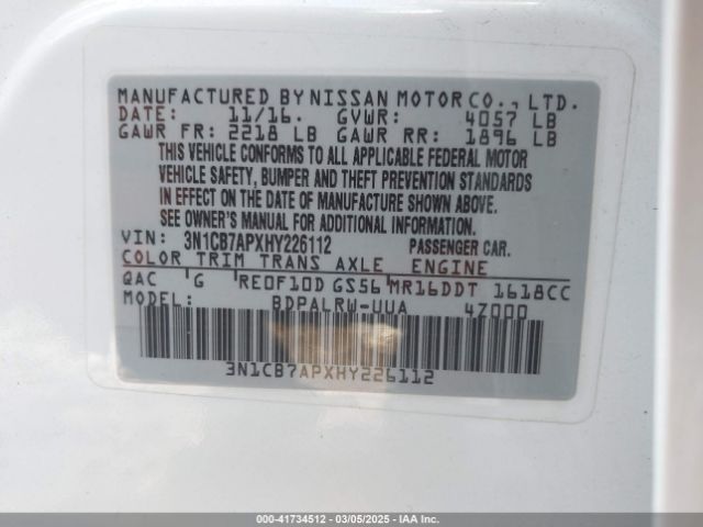 3N1CB7APXHY226112 Nissan Sentra Sr Turbo
