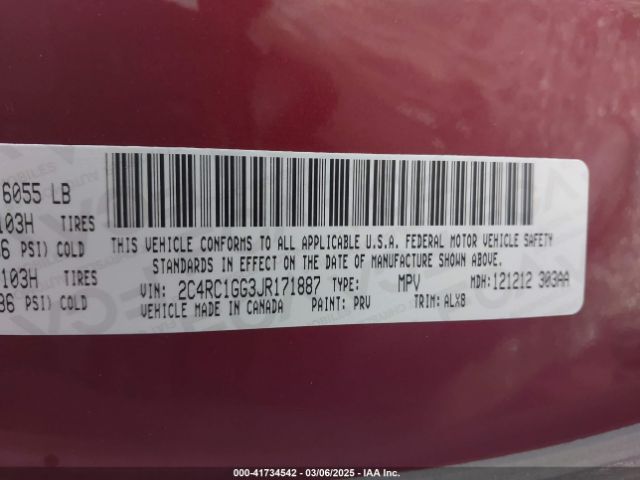 2C4RC1GG3JR171887 Chrysler Pacifica Limited