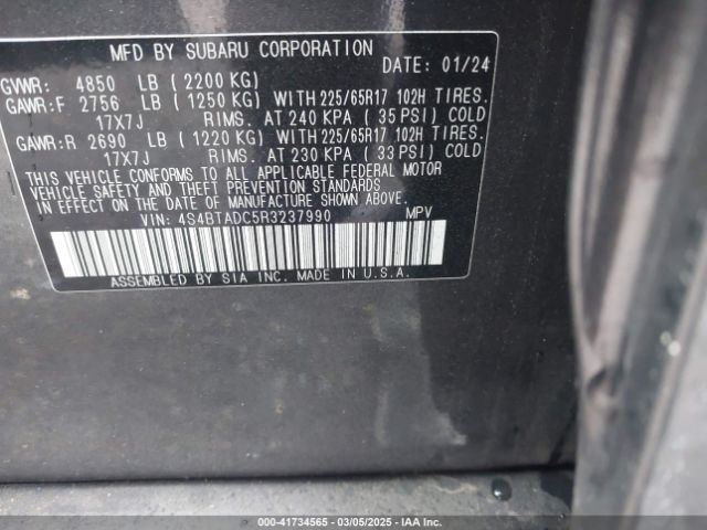 4S4BTADC5R3237990 Subaru Outback Premium