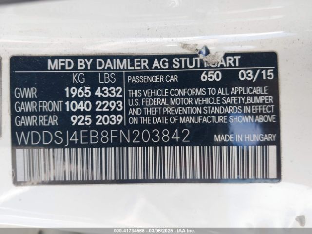 WDDSJ4EB8FN203842 Mercedes-Benz CLA 250