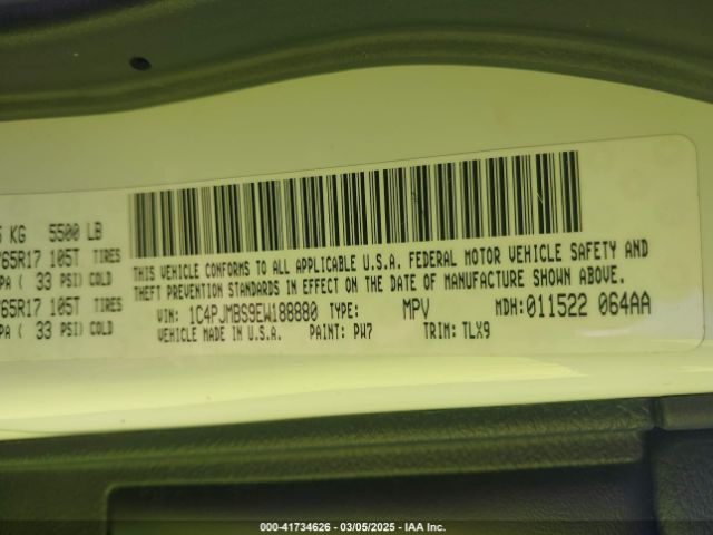 1C4PJMBS9EW188880 Jeep Cherokee Trailhawk