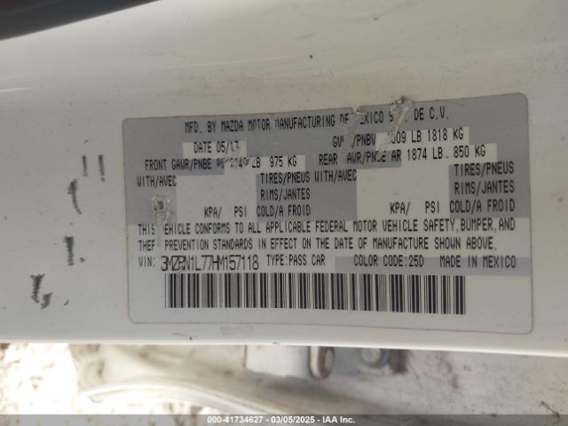 3MZBN1L77HM157118 Mazda Mazda3 Touring