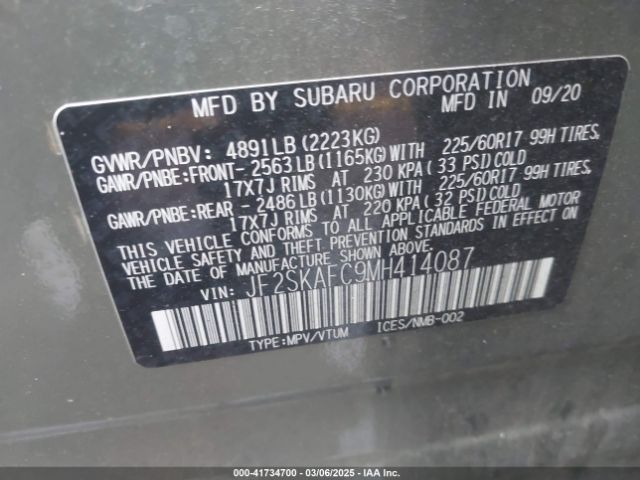 JF2SKAFC9MH414087 Subaru Forester Premium