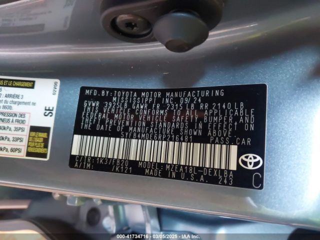 5YFB4MDE6RP216481 Toyota COROLLA LE