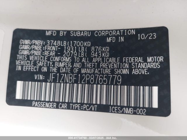 JF1ZNBF12P8765779 Toyota Gr86 Premium