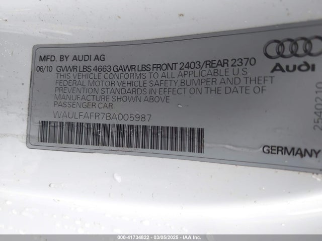 2011 AUDI A5 WAULFAFR7BA005987 Photo 8