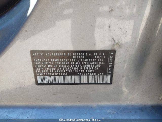 3VWC57BU6KM267650 Volkswagen Jetta 1.4t R-line/1.4t S/1.4t Se