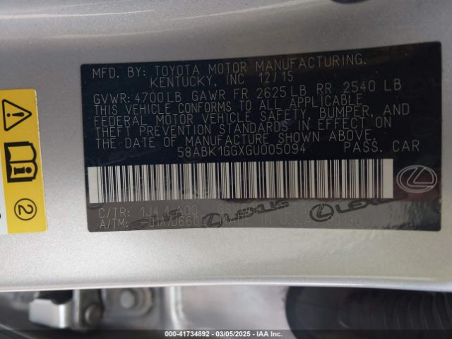 58ABK1GGXGU005094 Lexus ES 350