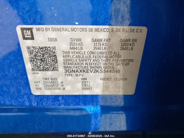 3GNAXKEV2KS544048 Chevrolet EQUINOX LT