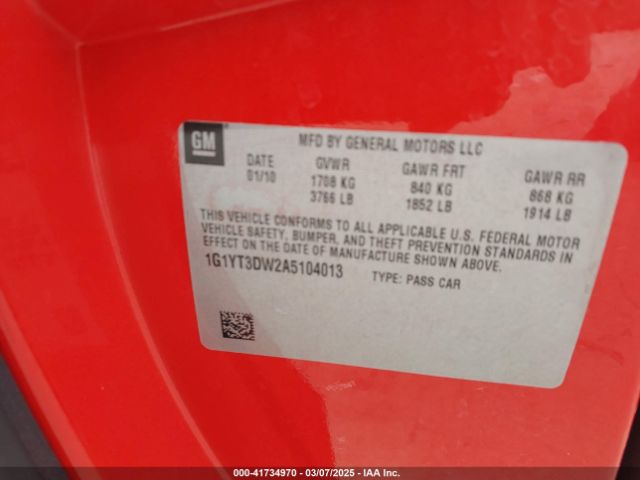 2010 CHEVROLET CORVETTE 1G1YT3DW2A5104013 Photo 8