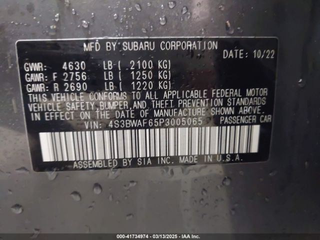 4S3BWAF65P3005065 Subaru Legacy Premium