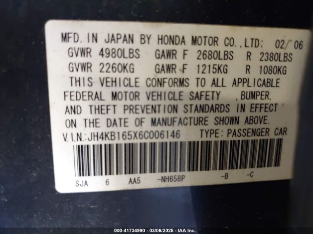 2006 ACURA RL JH4KB165X6C006146 Photo 8