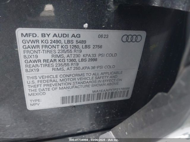 WA1EAAFY7P2178566 Audi Q5 Premium Plus 45 Tfsi S Line Quattro