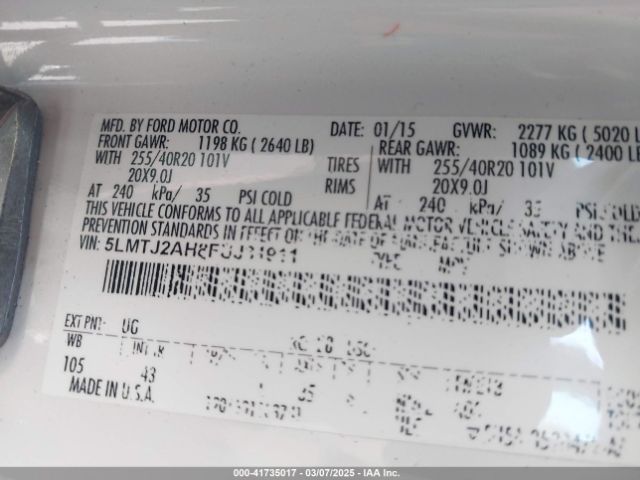 5LMTJ2AH8FUJ31911 Lincoln MKC