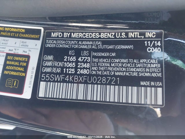 55SWF4KBXFU028721 Mercedes-Benz C 300 4matic/luxury 4matic/sport 4matic