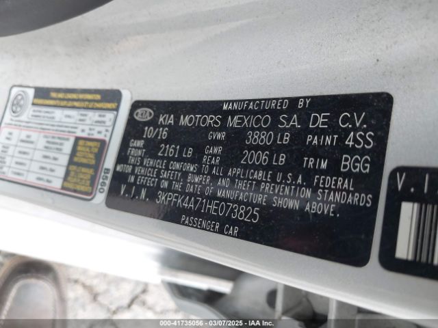 3KPFK4A71HE073825 KIA FORTE LX