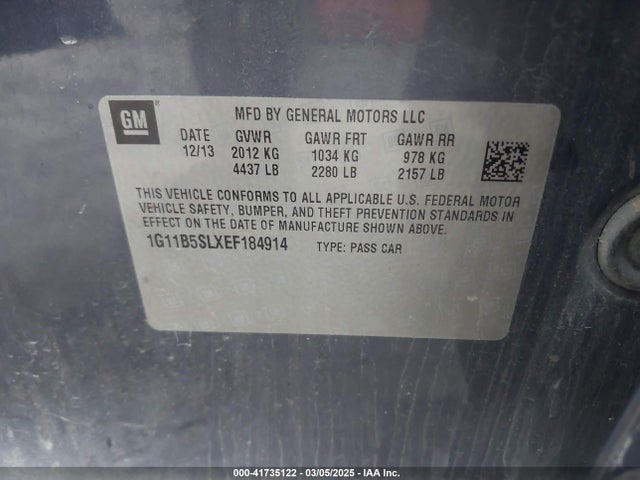 Chevrolet Malibu 1ls 2014 1G11B5SLXEF184914 Image 9