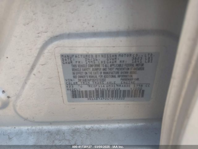 3N1AB7AP2GY272202 Nissan SENTRA S