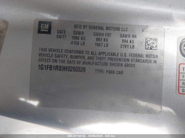 2017 CHEVROLET CAMARO 1G1FB1RS9H0200328 Photo 8