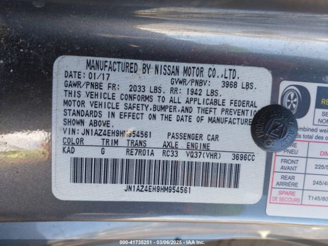 JN1AZ4EH9HM954561 Nissan 370Z