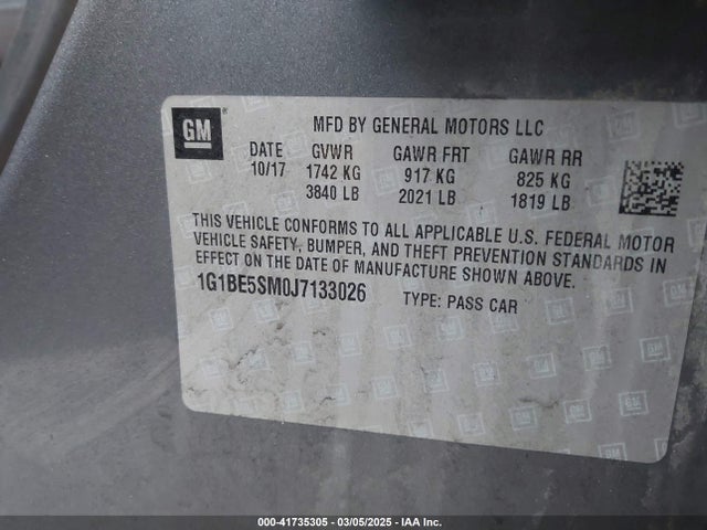 1G1BE5SM0J7133026 Chevrolet Cruze Lt Auto