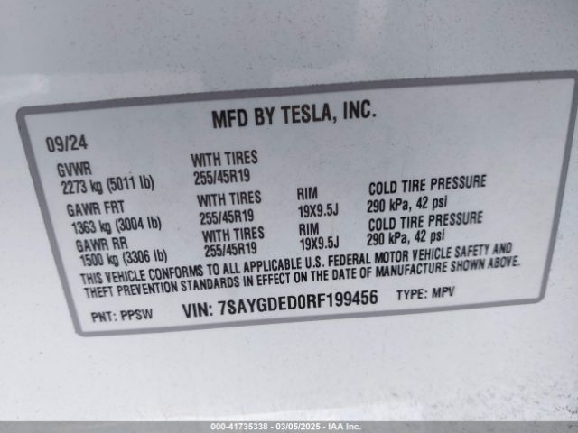 7SAYGDED0RF199456 Tesla Model Y Long Range Dual Motor All-wheel Drive/rwd