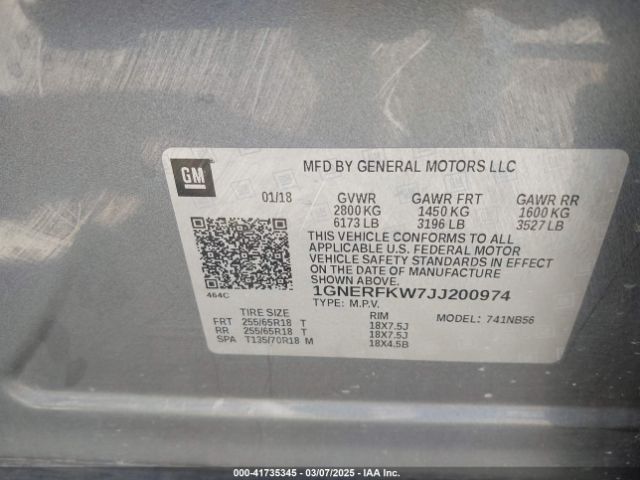 1GNERFKW7JJ200974 Chevrolet Traverse Ls