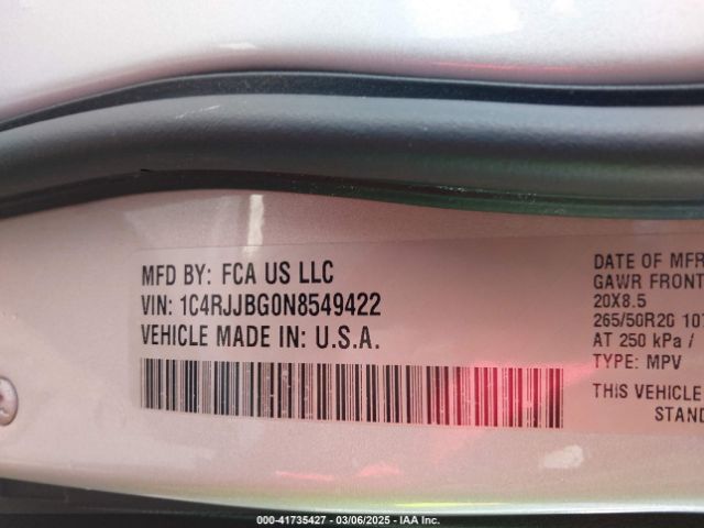 2022 JEEP GRAND CHEROKEE L 1C4RJJBG0N8549422 Photo 8