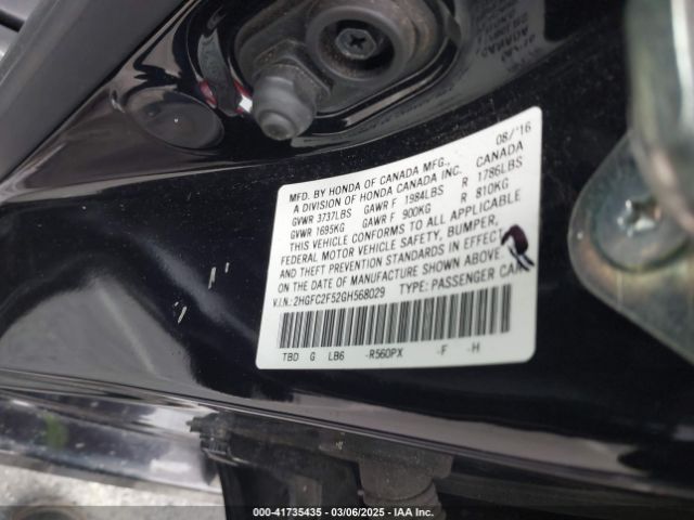 2HGFC2F52GH568029 Honda Civic Lx