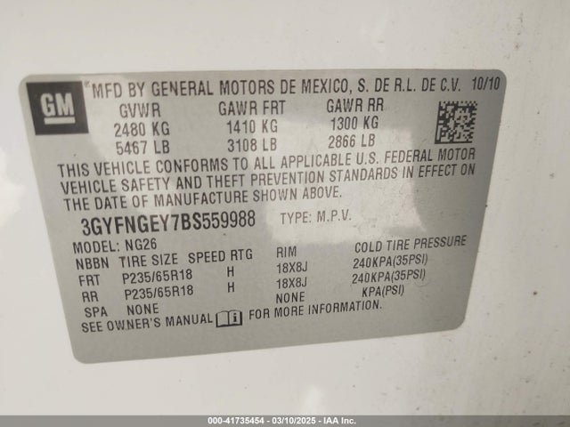 2011 CADILLAC SRX 3GYFNGEY7BS559988 Photo 8