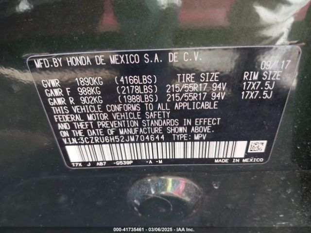 3CZRU6H52JM704644 Honda HR-V EX