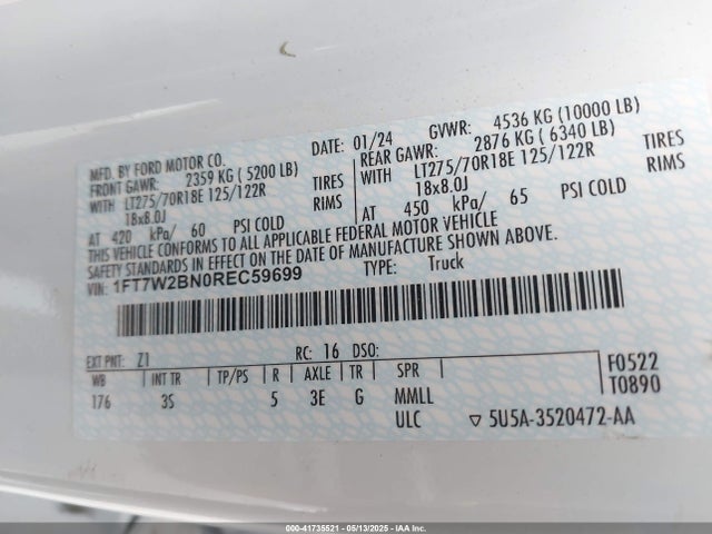 1FT7W2BN0REC59699 Ford F-250 Xlt