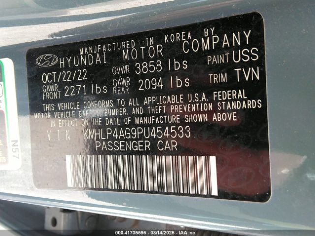 KMHLP4AG9PU454533 Hyundai mpi nu pe