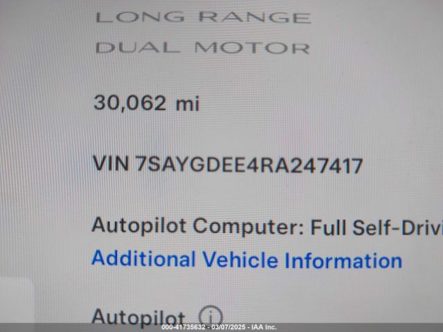 7SAYGDEE4RA247417 Tesla Model Y Long Range Dual Motor All-wheel Drive