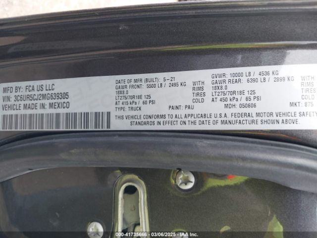 3C6UR5CJ2MG639305 RAM 2500