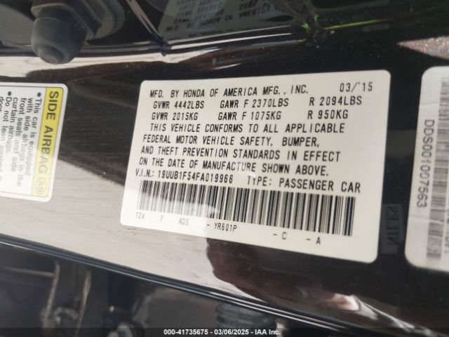 19UUB1F54FA019966 Acura TLX TECH
