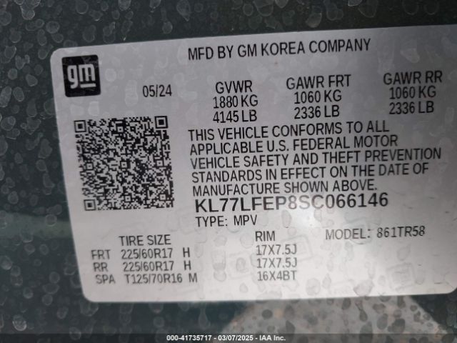 KL77LFEP8SC066146 Chevrolet Trax Fwd Ls