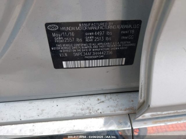5NPE34AF3HH442356 Hyundai Sonata Sport