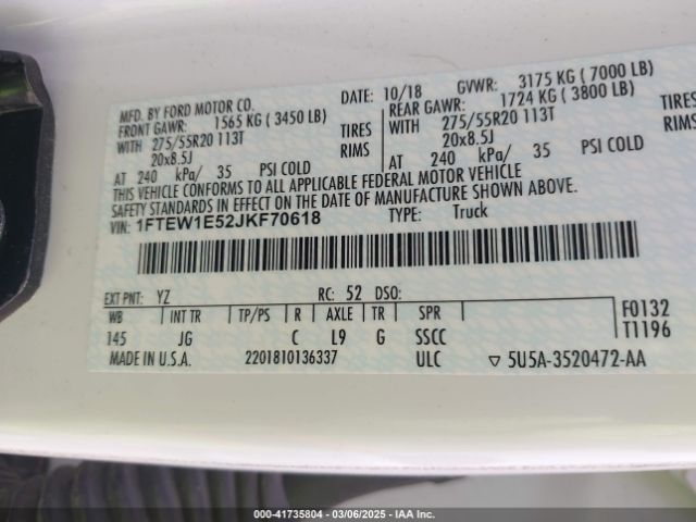 1FTEW1E52JKF70618 Ford F-150 Xl