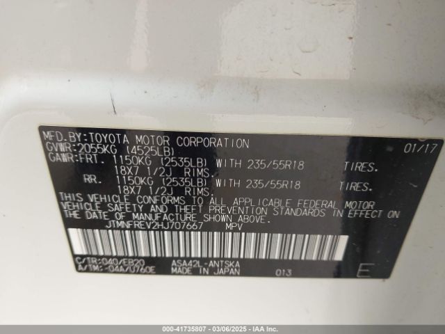 JTMNFREV2HJ707667 Toyota RAV4 SE