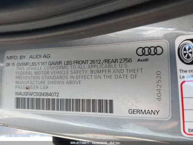 WAUGFAFC5GN084072 Audi A6 2.0t Premium Plus